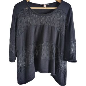 Women's Black Lace Panel Top